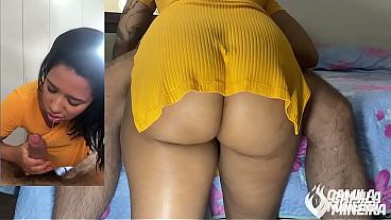 HOT WIFE SUCKING A WELL-ENDOWED GUY, ENDS UP WITH HER MOUTH FULL OF CUM