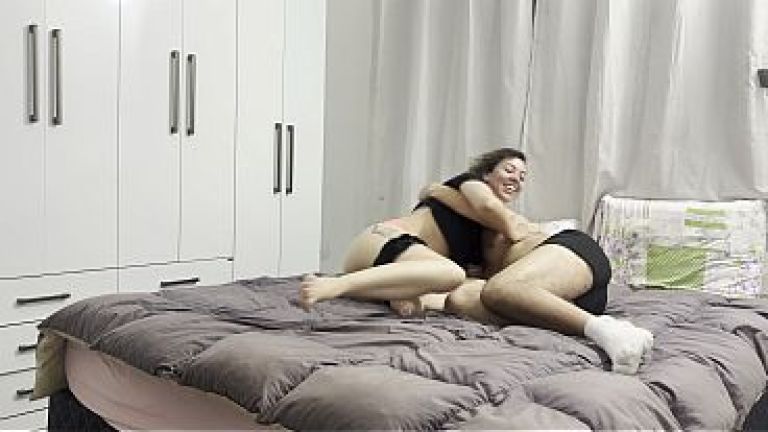 Play-fighting until we end up having sex with her riding him. Half-brothers