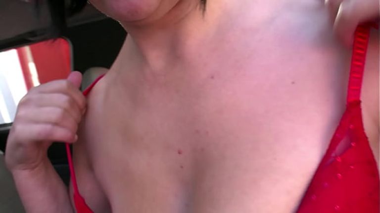 Awesome brunette, anal orgy with 3 unknown dudes in public car park part 1