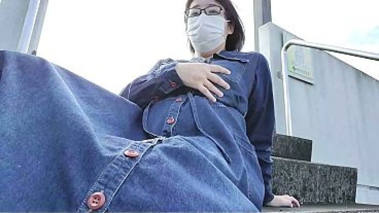 A married woman masturbating outdoors, trying not to get caught.